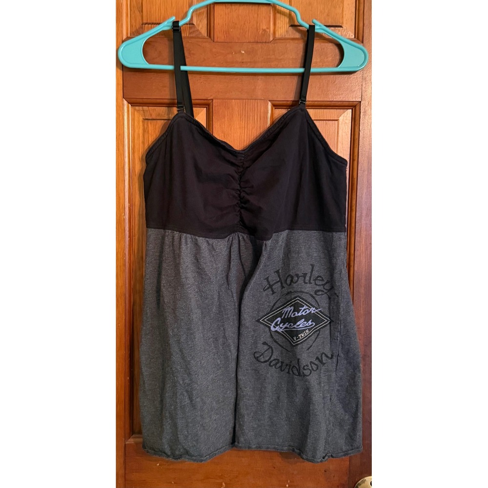 Harley-Davidson MotorClothes Gray Black Corset Back Cami Top XL